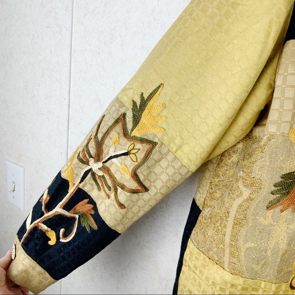 Vintage Indigo Moon boho sunflower patchwork jacket floral retro bohemian - Picture 5 of 12